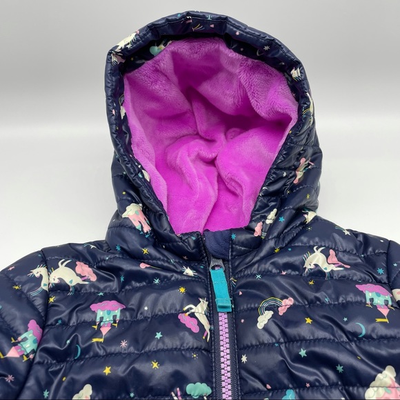 Cat & Jack Unicorn Puffer Coat Toddler Girls 2T - Picture 6 of 13